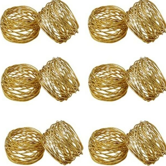 55 Gold Brass Round Mesh Napkin Rings - Picture 4 of 5